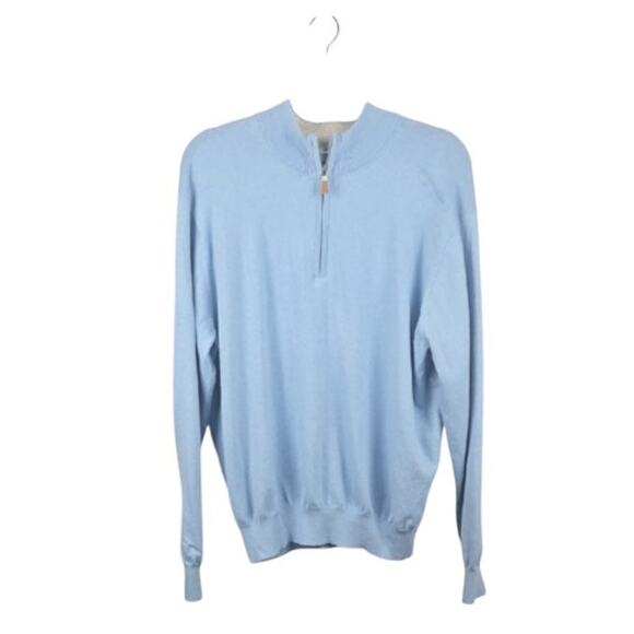 Peter Millar Crown Soft Quarter-Zip Sweater Light Blue Size Large - Picture 2 of 8